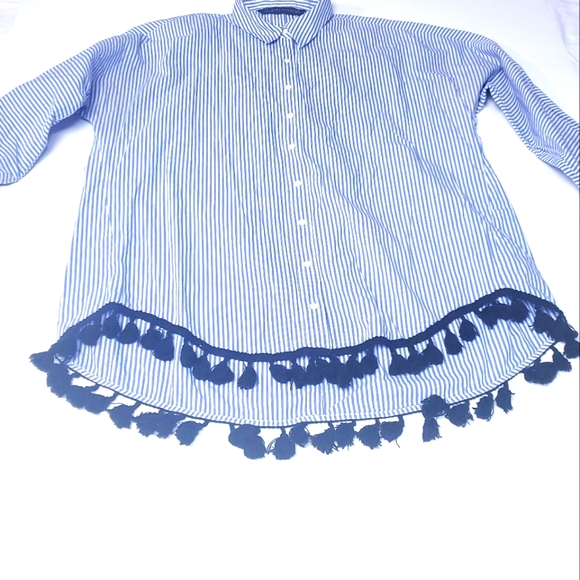 Zara Tops Zara Women Pin Striped Button Down Shirt Poshmark